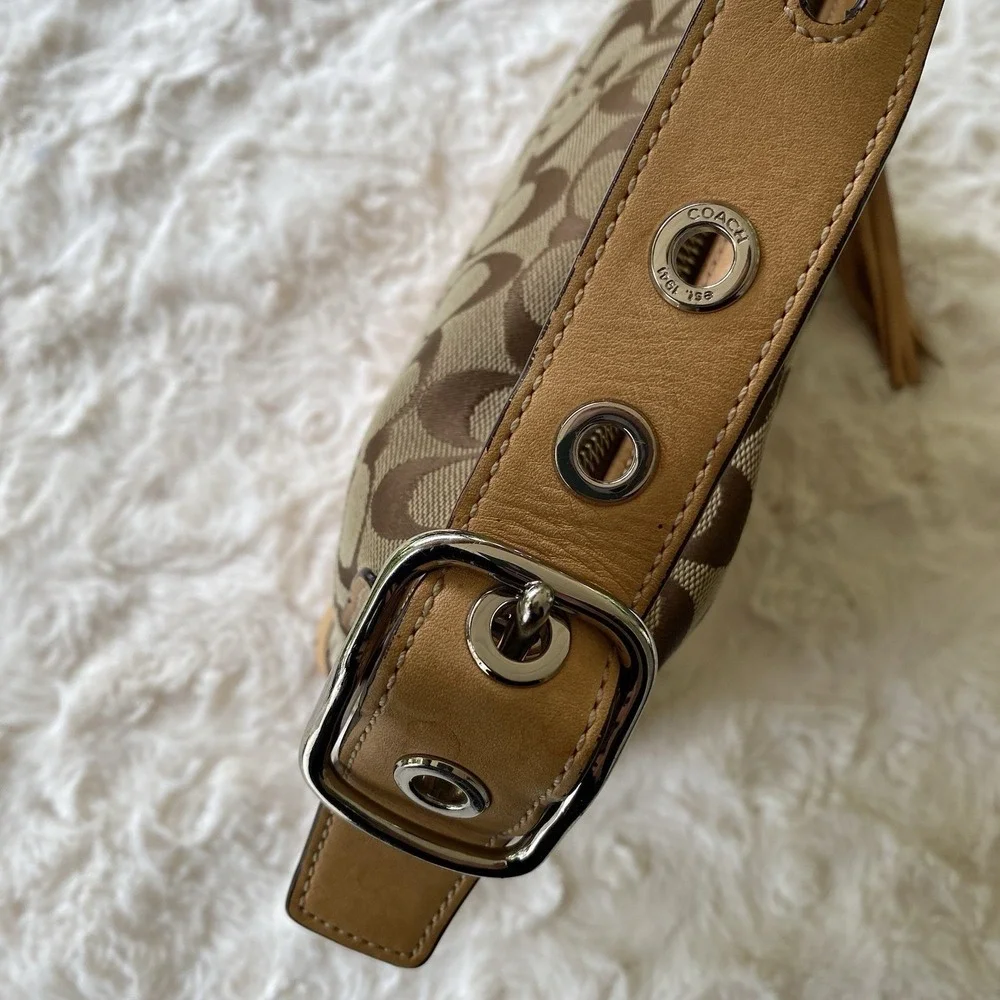 Vintage Coach Signature Logo East West Bag Jacquard C 9363 Y2K Hobo Shoulder Bag - Picture 4 of 16
